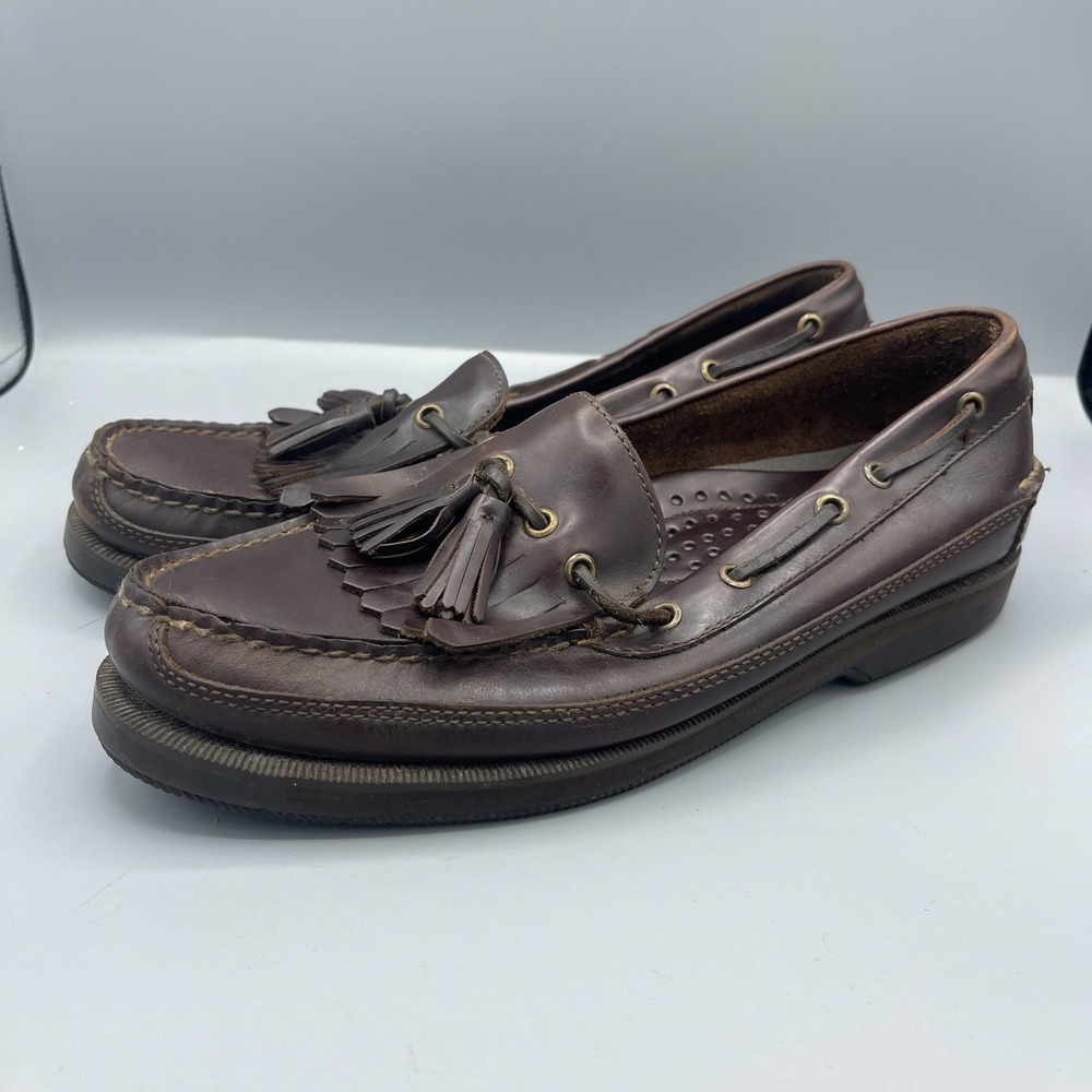 Bass Henry Tassel Kiltie Loafers Mens 10M Brown Upper Leather‎ Longwing Moc Toe